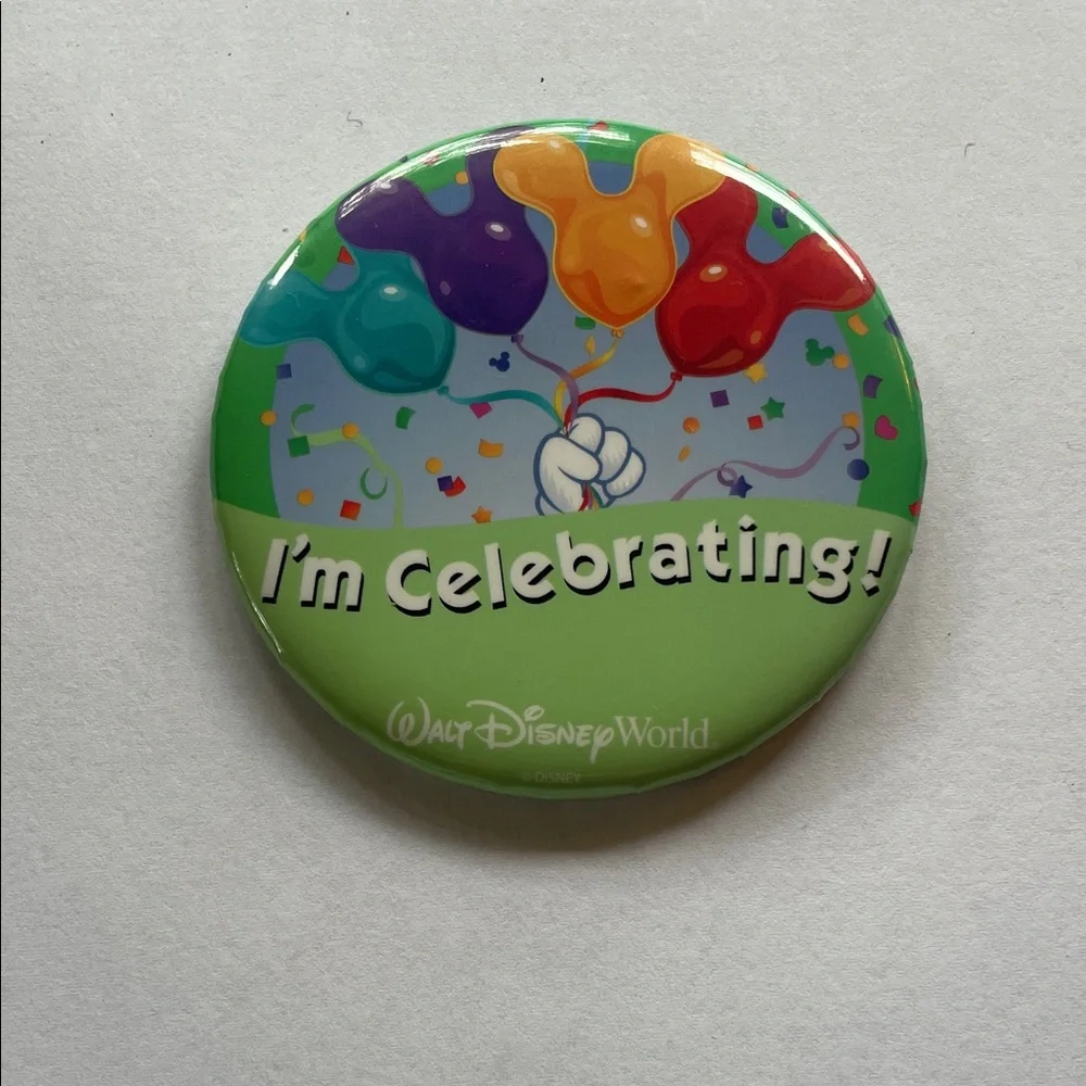 Disney World I’m Celebrating Button with Colorful Balloons